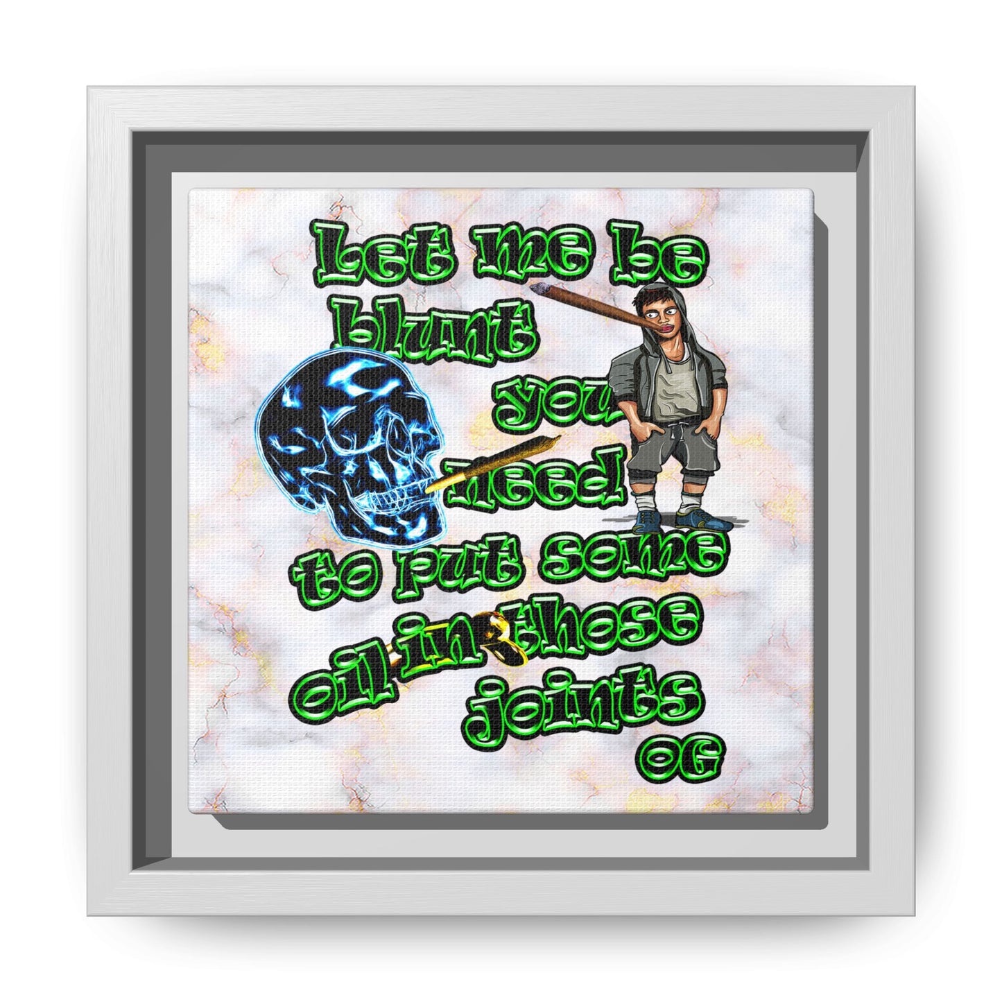 og - framed canvas art (white marble)