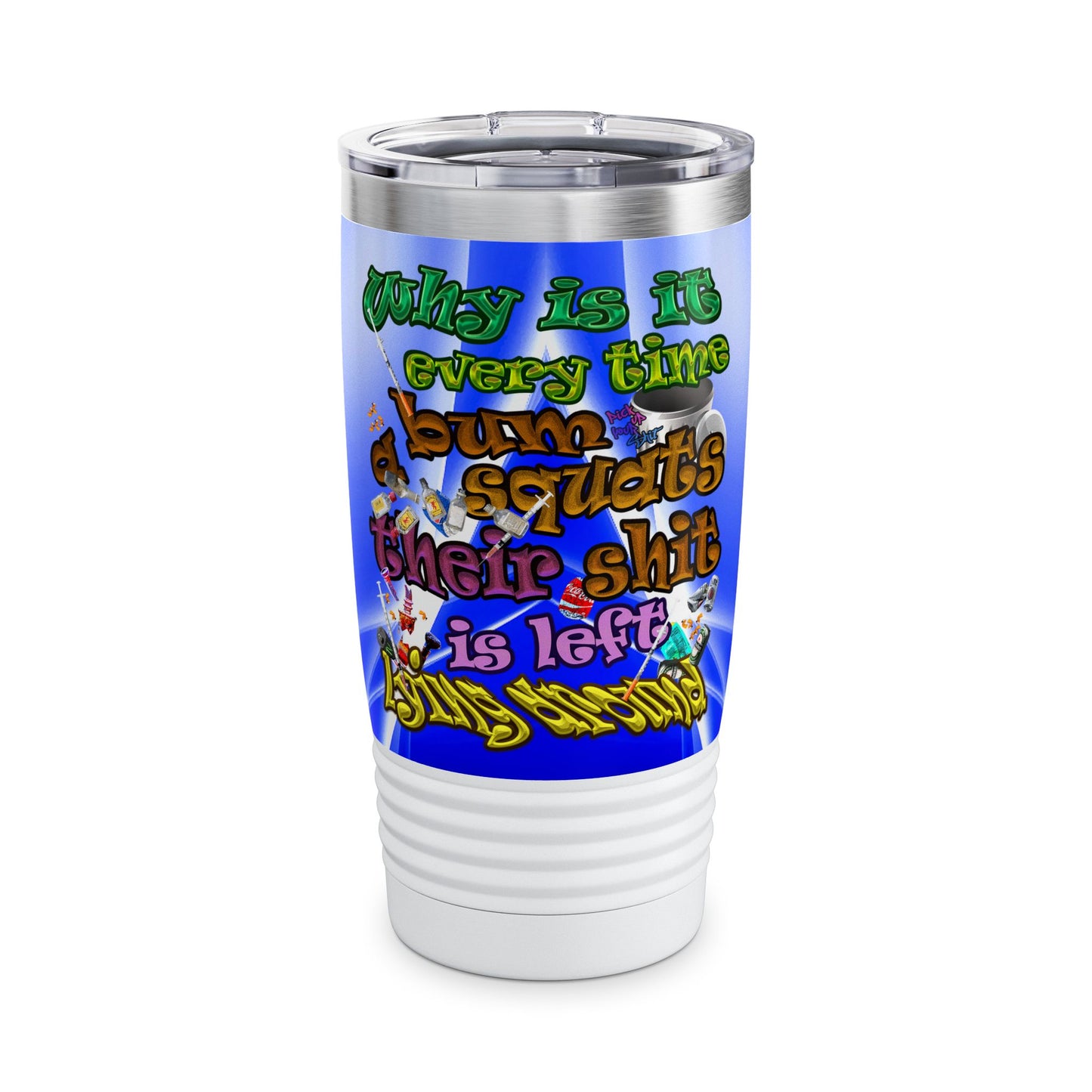the bum's shit - Ringneck Tumbler, 20oz (blue-white wave)
