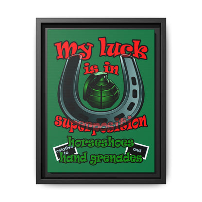 my luck - framed canvas art (dark green)