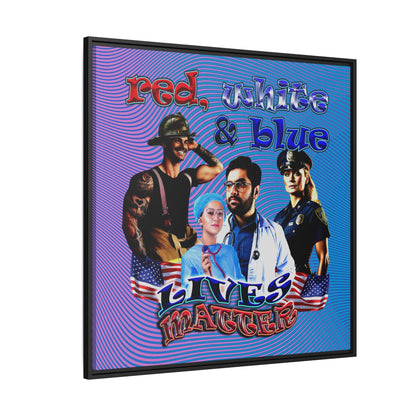 rw&b lives matter - framed canvas art (light blue-purple wave)