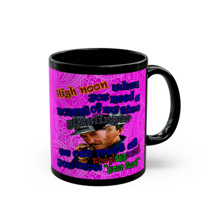 high noon - Black Mug (pink swirl)