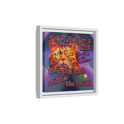 schrodinger's cat - framed canvas art (grey-pink wave)