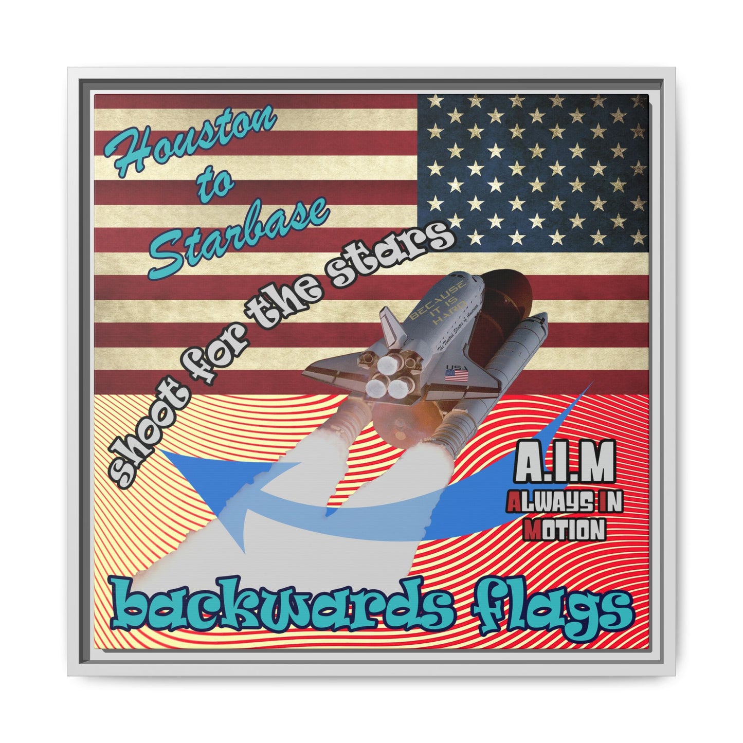 shoot for the stars - framed canvas art (yellow-orange wave)
