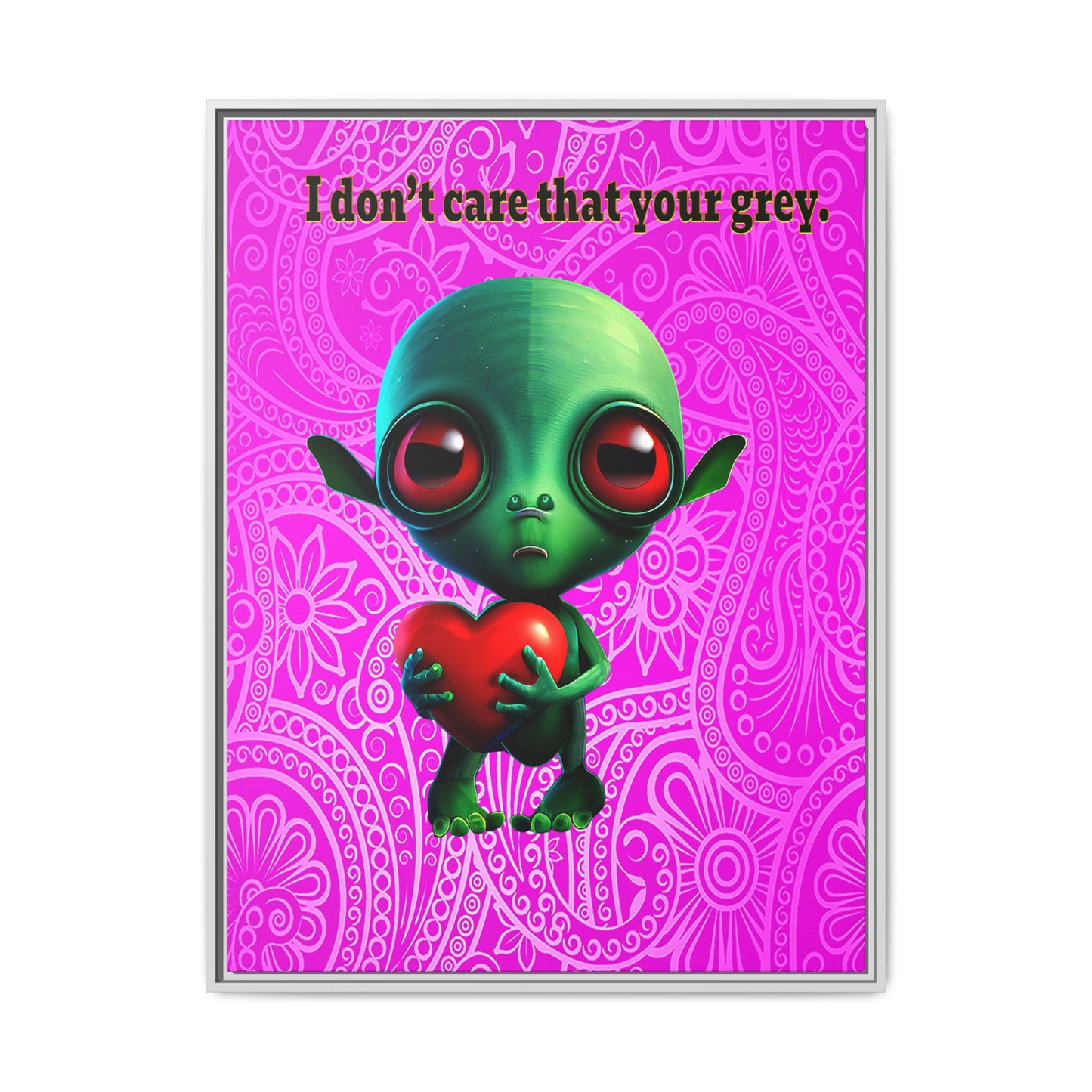 I don't care that your grey - framed canvas art (pink swirl)