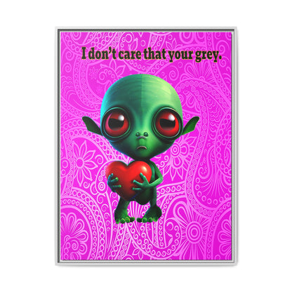 I don't care that your grey - framed canvas art (pink swirl)