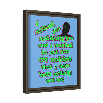 noticed you noticing - framed canvas art (light blue)