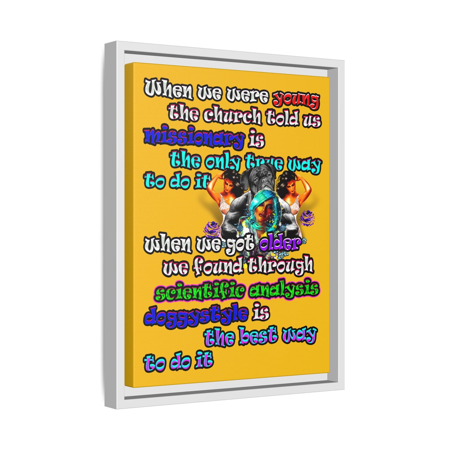 doggystyle - framed canvas art (yellow)