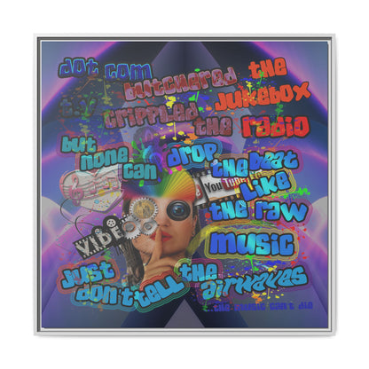 drop the beat - framed canvas art (grey-pink wave)