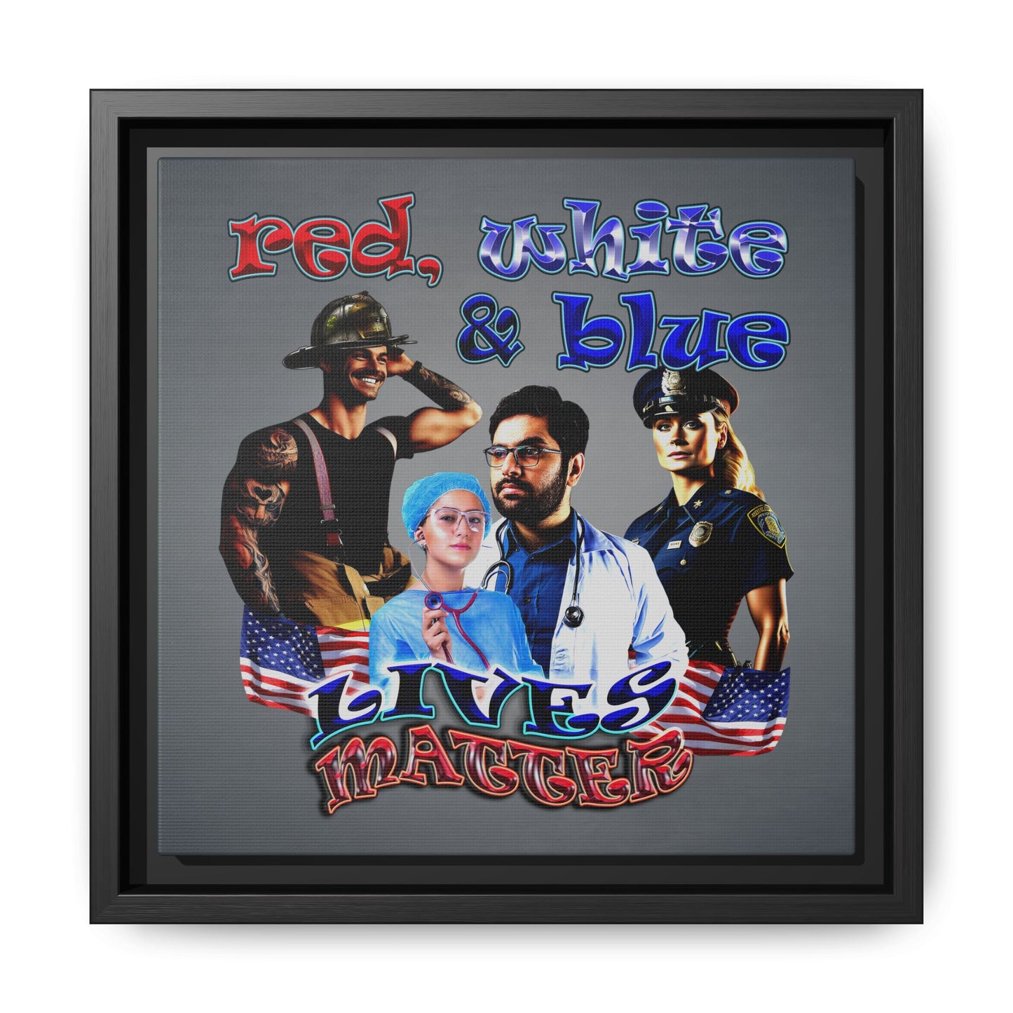 rw&b lives matter - framed canvas art (grey-light grey)