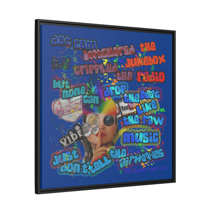 drop the beat - framed canvas art (dark blue)