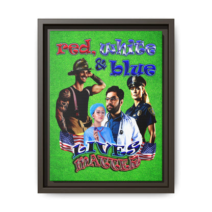 rw&b lives matter - framed canvas art (green turf)
