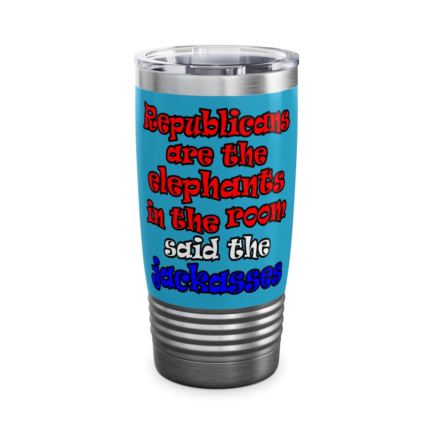 donkeys and elephants - Ringneck Tumbler, 20oz (turquoise)