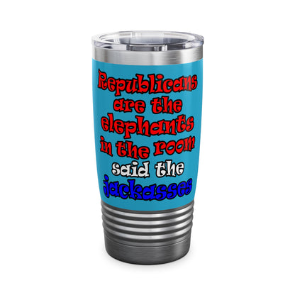 donkeys and elephants - Ringneck Tumbler, 20oz (turquoise)