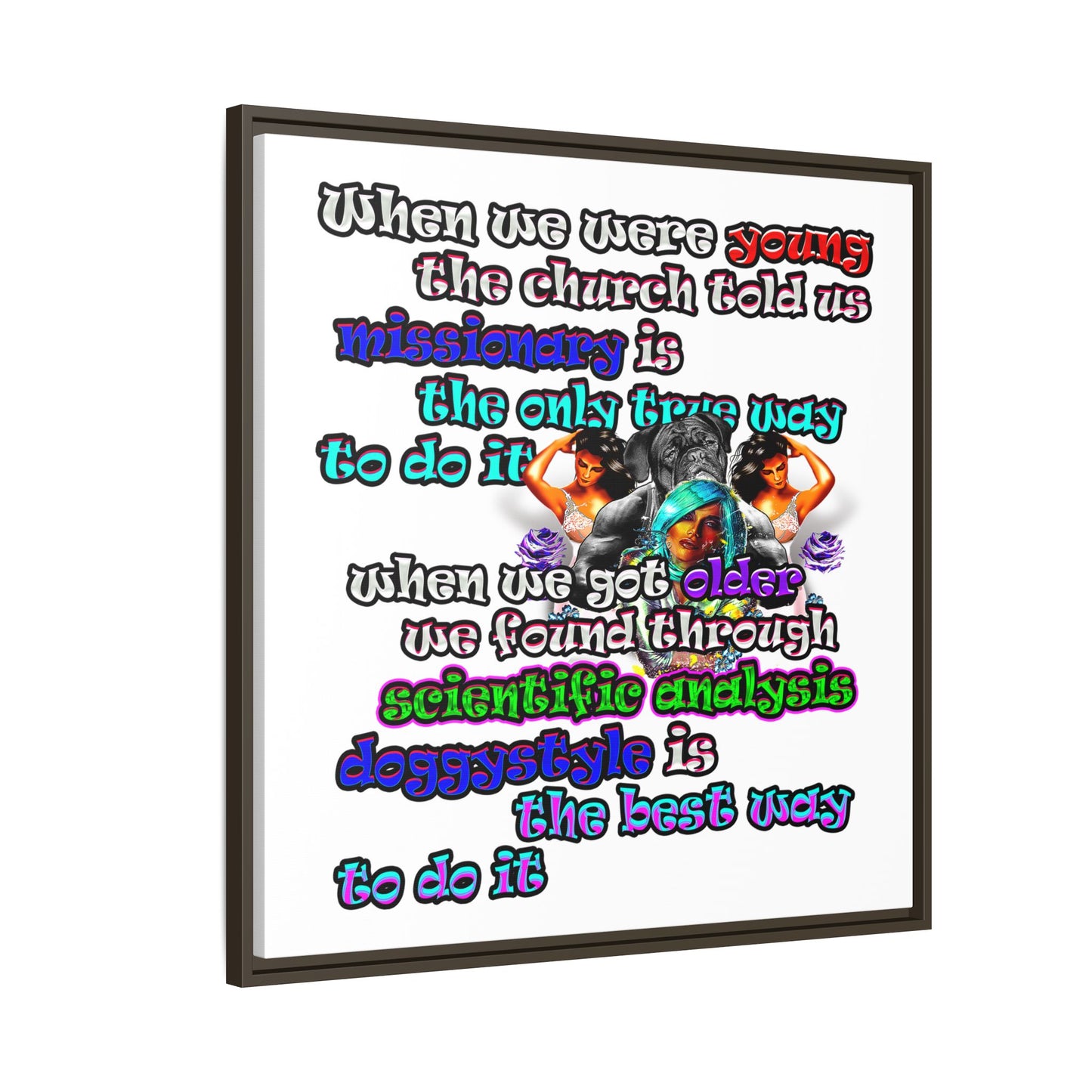 doggystyle - framed canvas art (white)