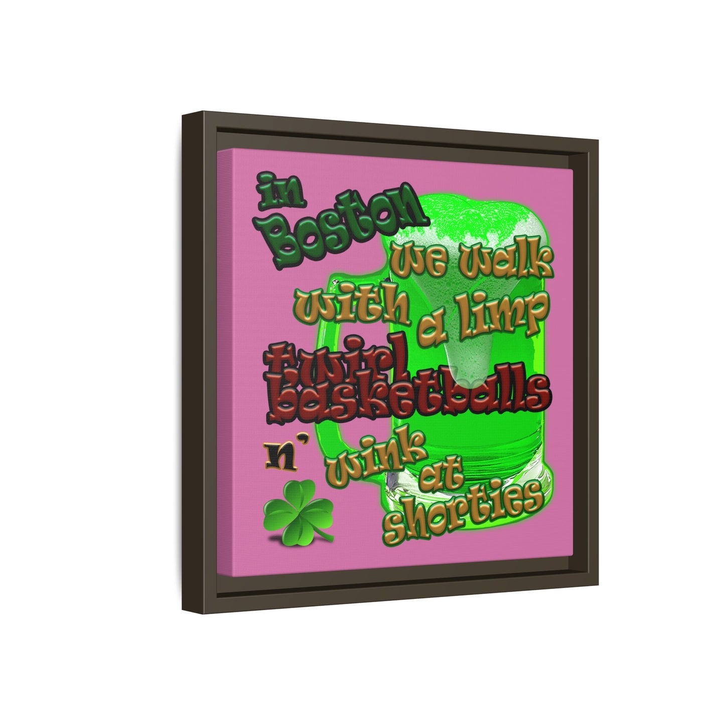 celtics logo - framed canvas art (light pink)
