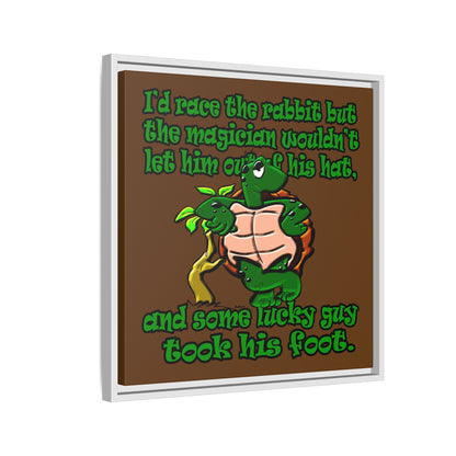 turtle race - framed canvas art (brown)