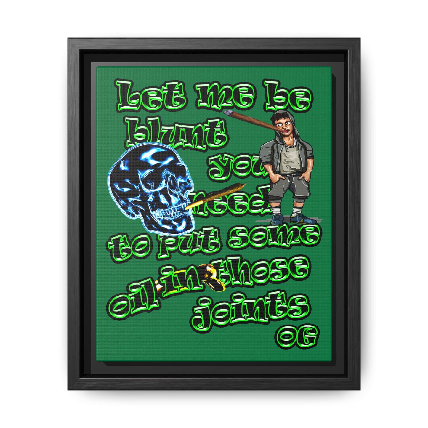 og - framed canvas art (dark green)