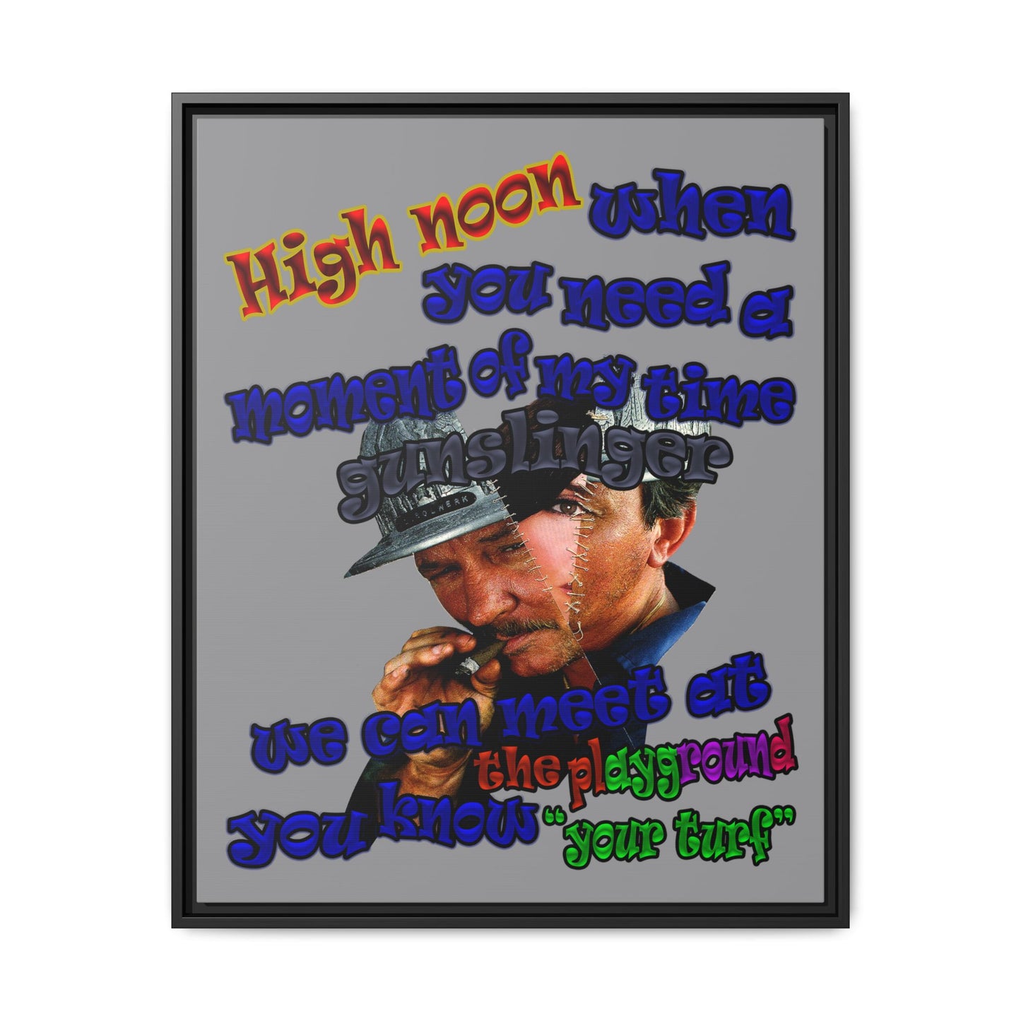 high noon - framed canvas art (grey)