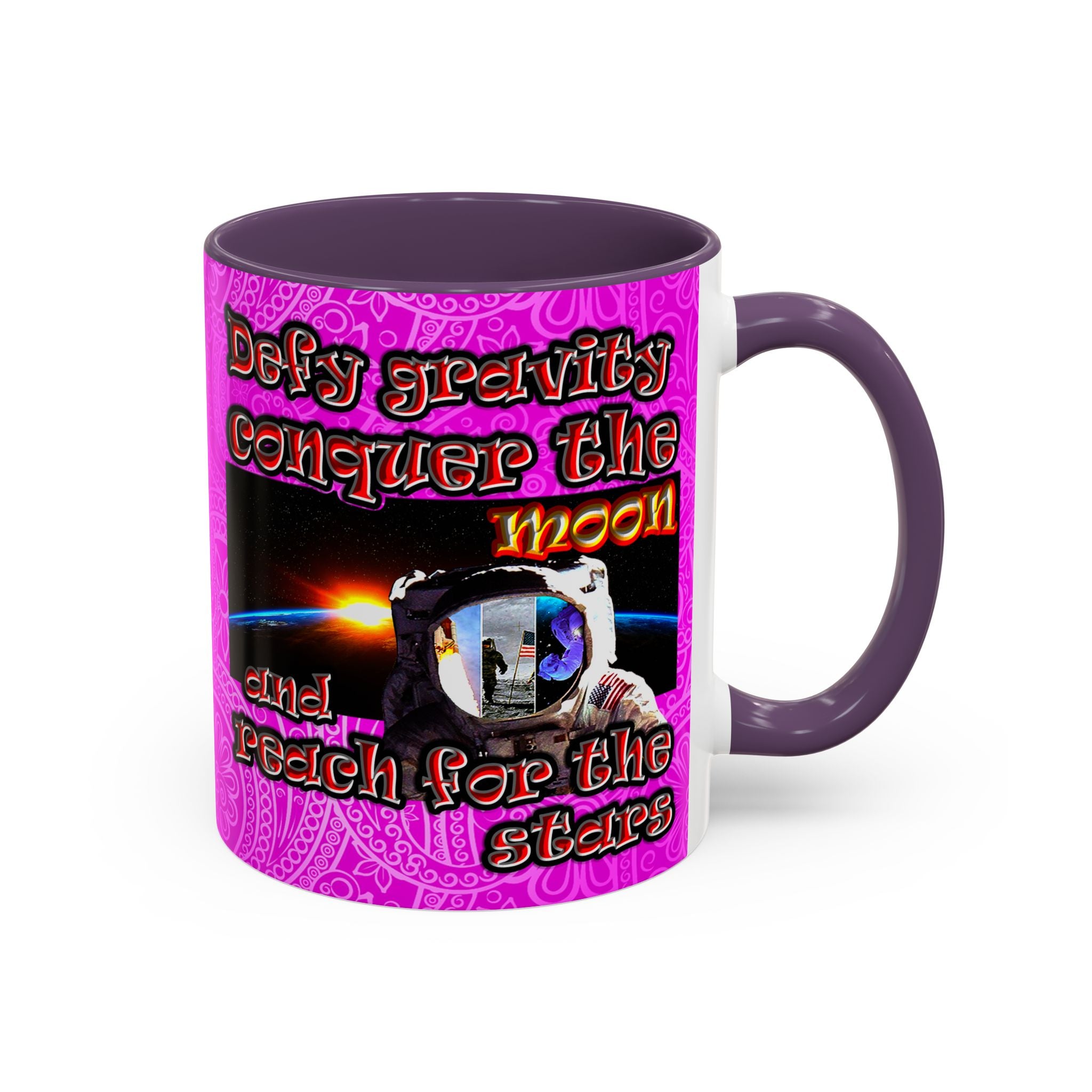 defy conquer reach - Accent Mug (pink swirl)