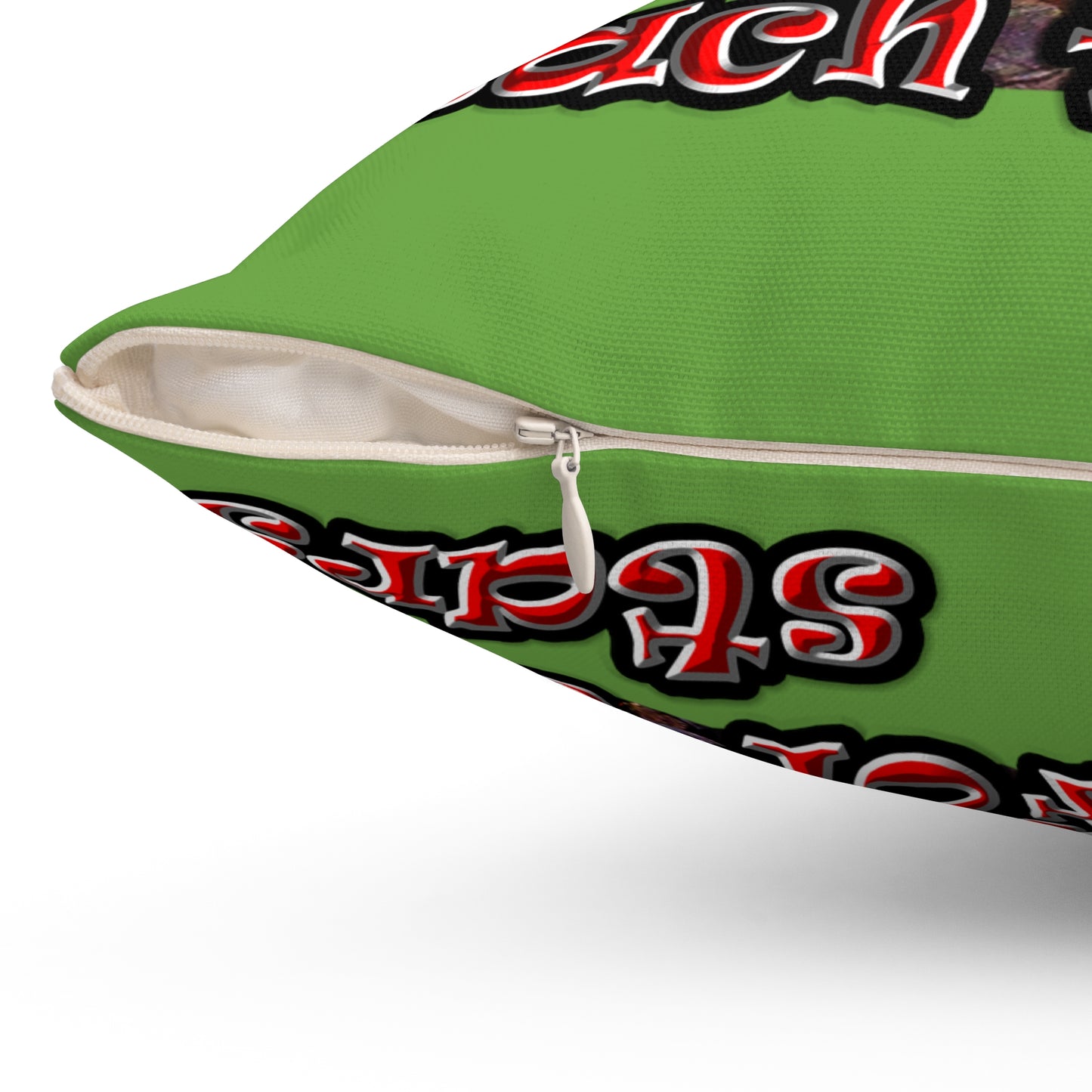 defy conquer reach - Spun Polyester Square Pillow - (green)