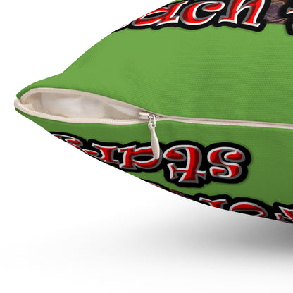 defy conquer reach - Spun Polyester Square Pillow - (green)