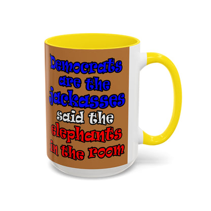 donkeys and elephants - Accent Mug (light brown)
