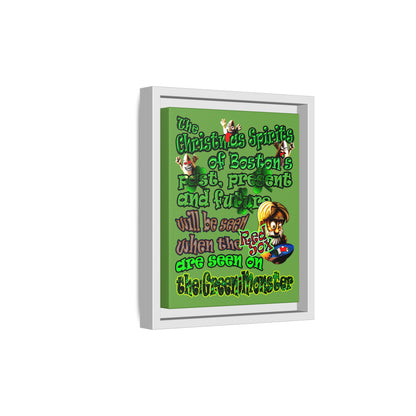 christmas spirits of boston - framed canvas art (green)