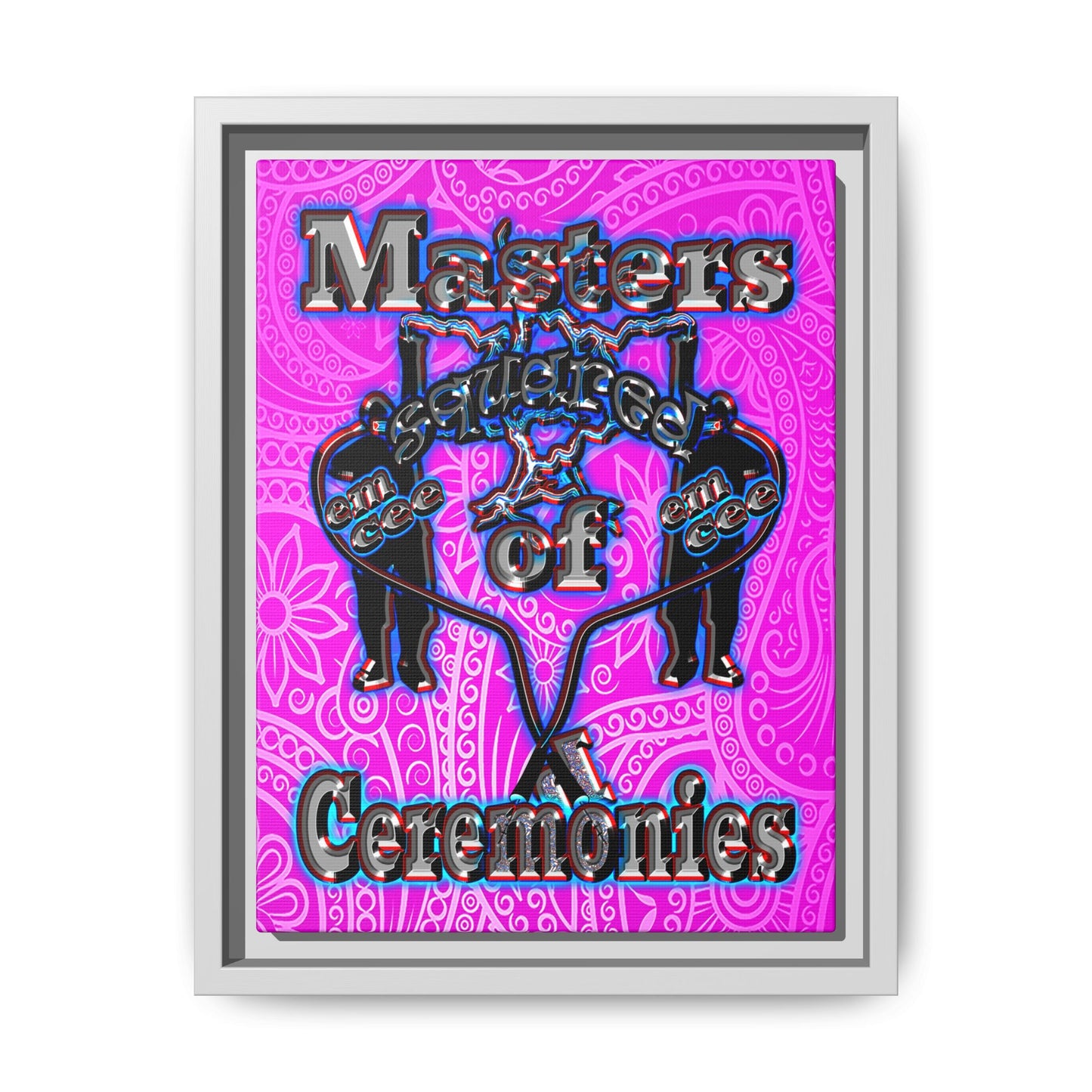 em cee squared - framed canvas art (pink swirl)