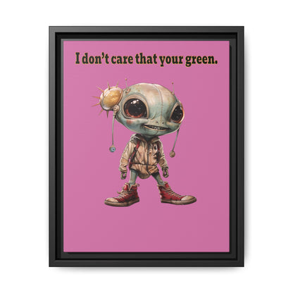 I don't care that your green - framed canvas art (light pink)