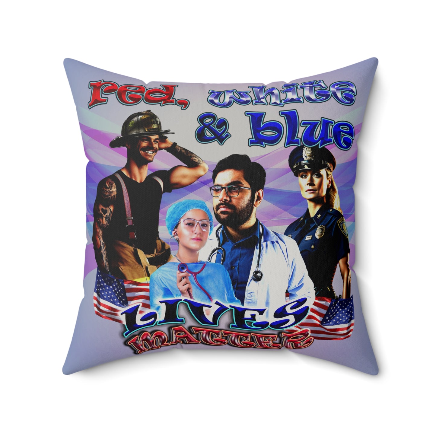 rw&b lives matter - Faux Suede Square Pillow - (light blue-pink wave)