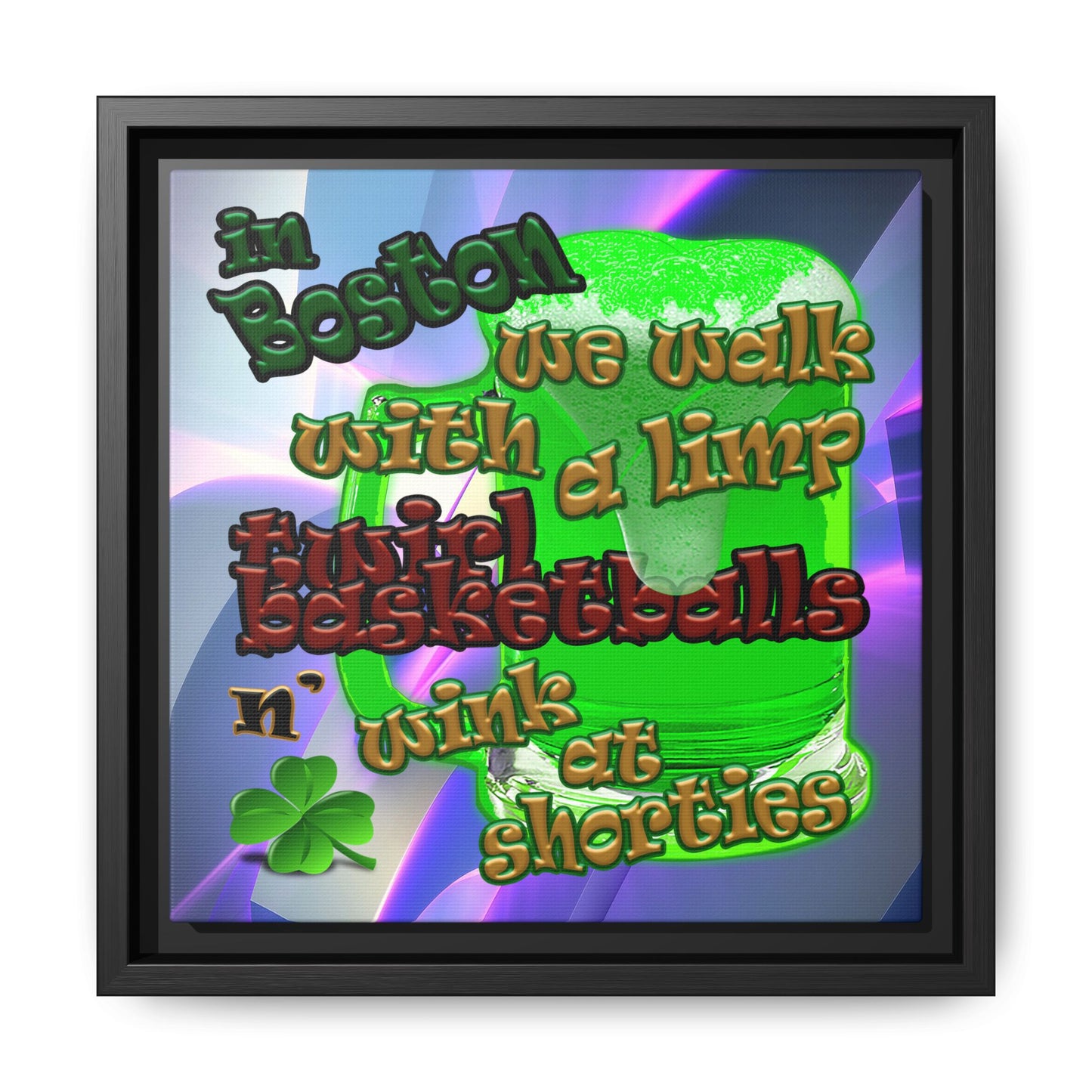 celtics logo - framed canvas art (grey-pink wave)