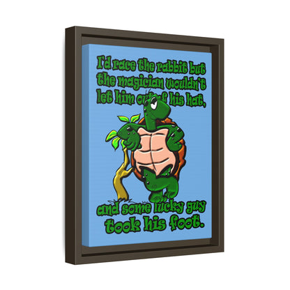 turtle race - framed canvas art (light blue)