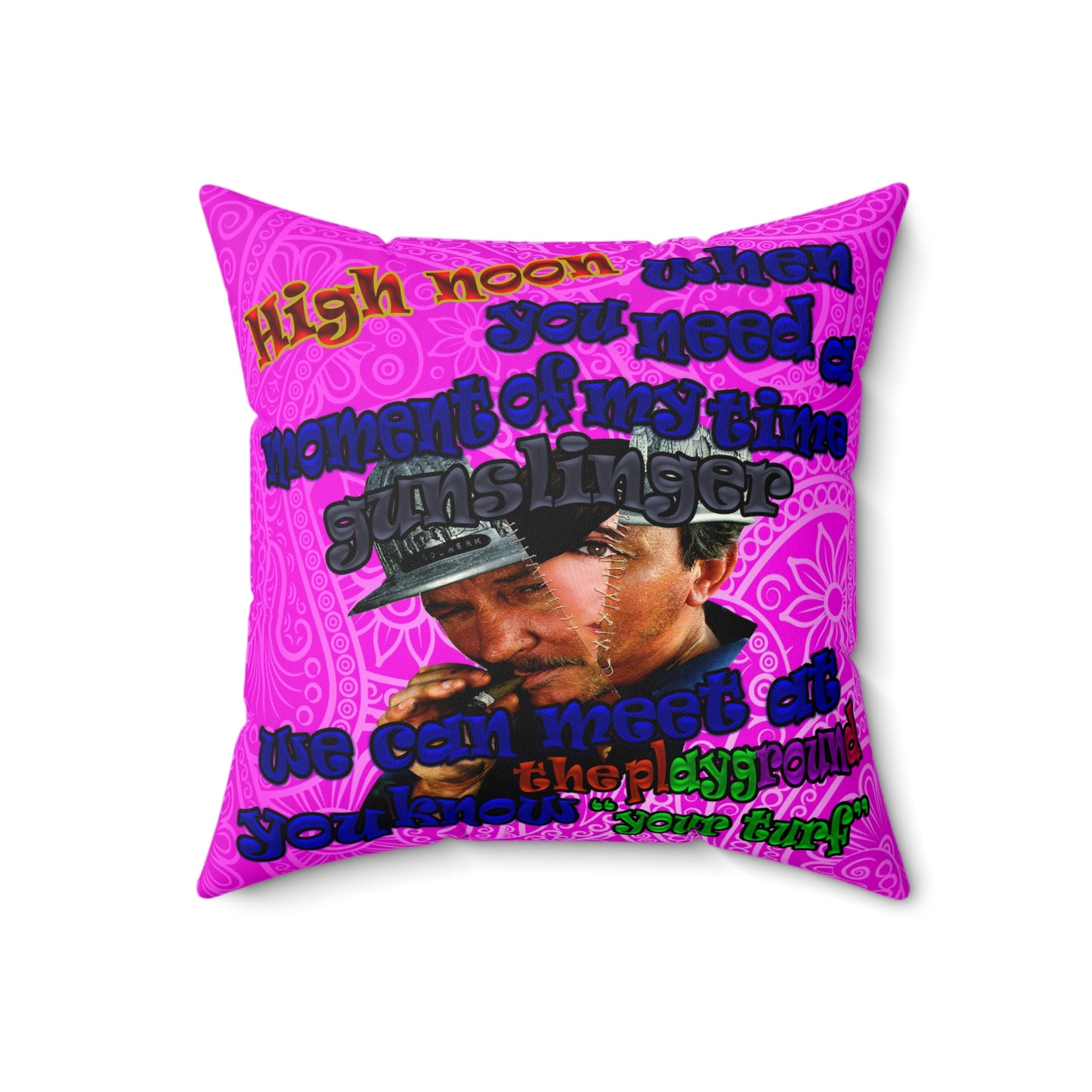 high noon - Faux Suede Square Pillow - (pink swirl)