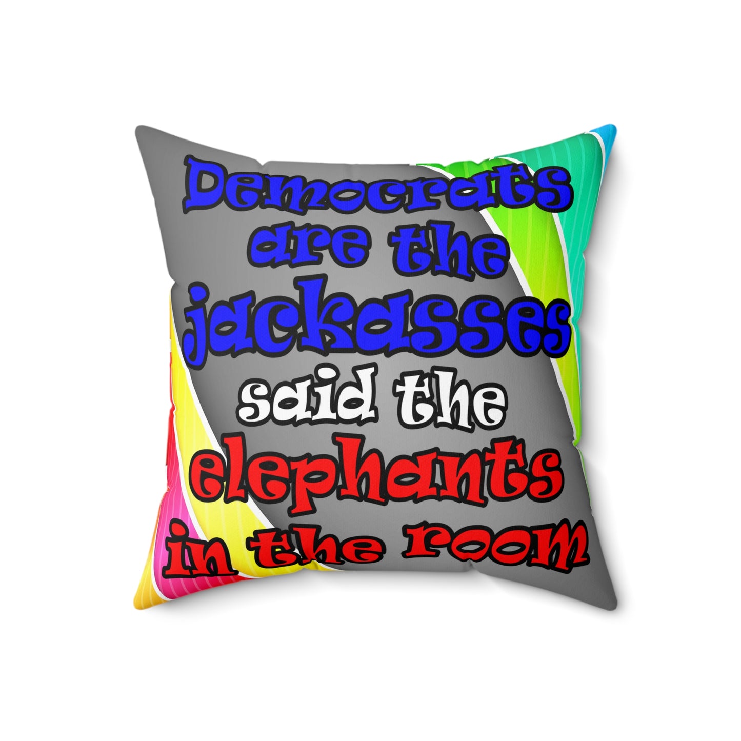 donkeys and elephants - Spun Polyester Square Pillow - (rainbow split)