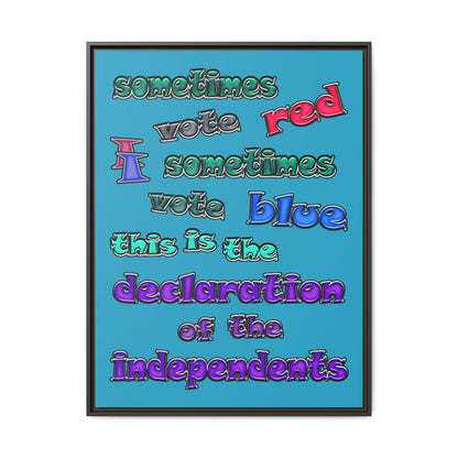declaration of the independents - framed canvas art (turquoise)