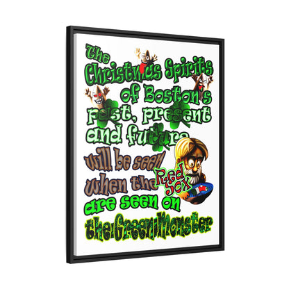christmas spirits of boston - framed canvas art (white)