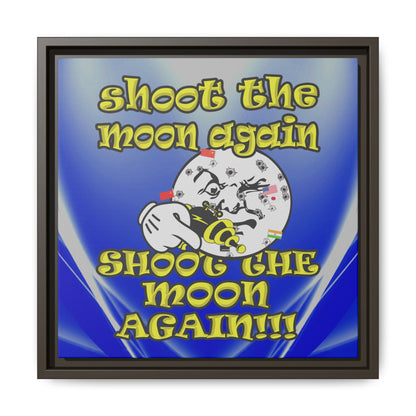 shoot the moon again - framed canvas art (blue-white wave)