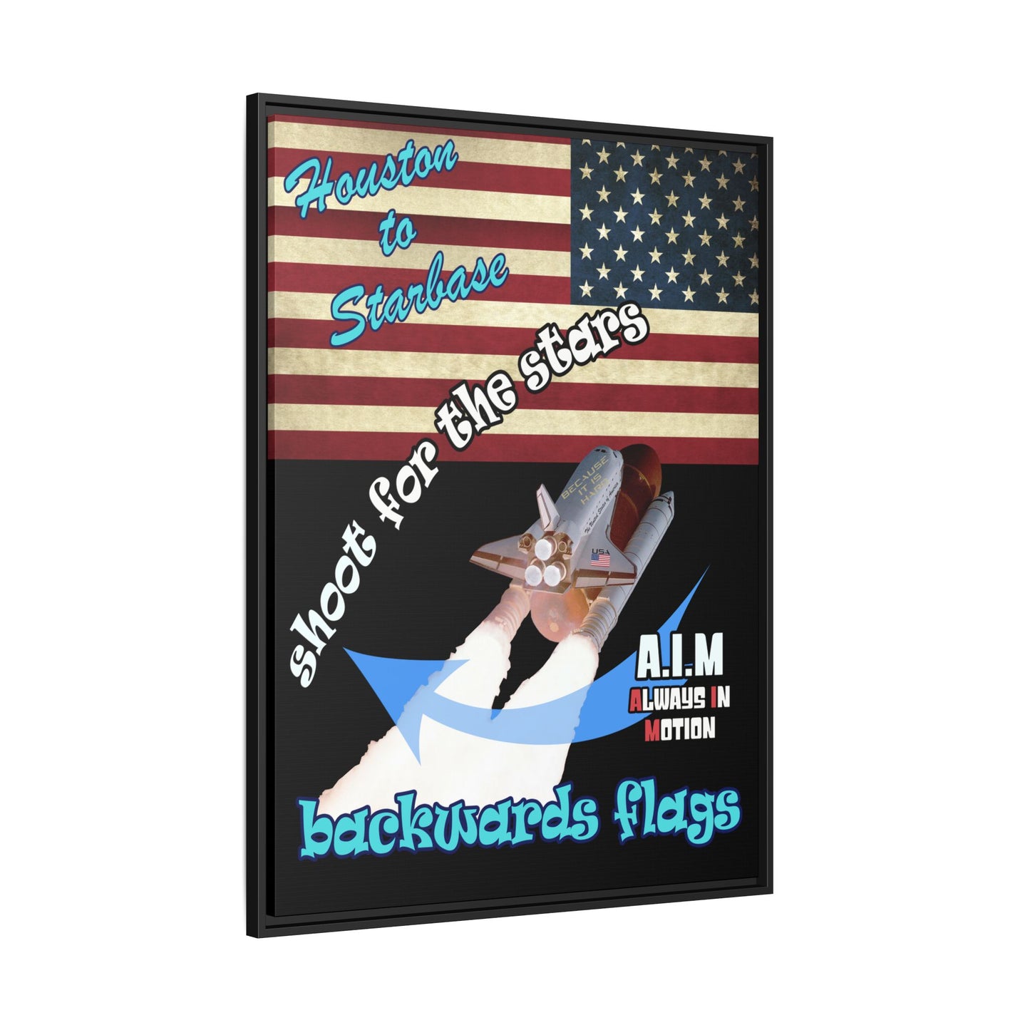 shoot for the stars - framed canvas art (black)