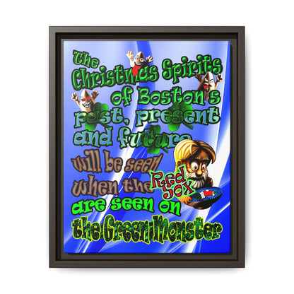 christmas spirits of boston - framed canvas art (blue-white wave)
