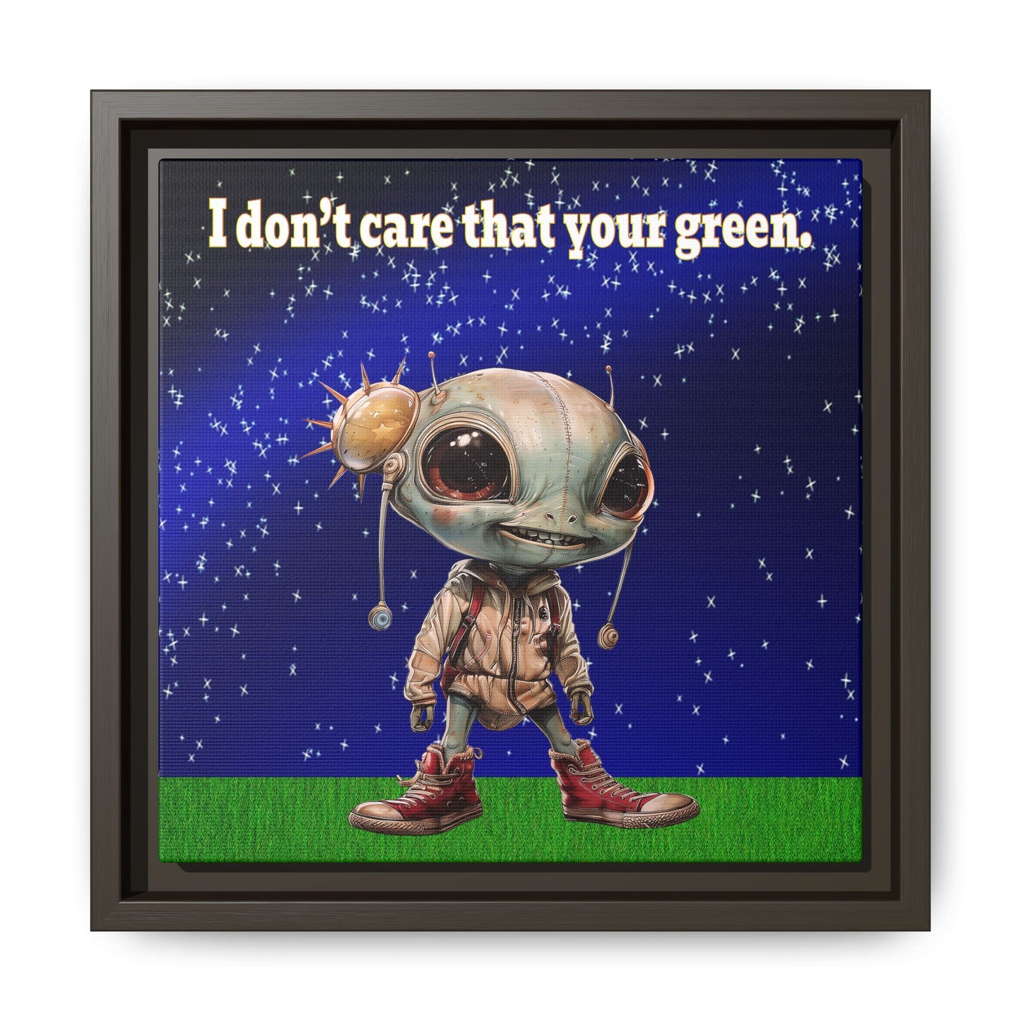 I don't care that your green - framed canvas art ('snoops' background)