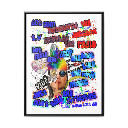 drop the beat - framed canvas art (white)
