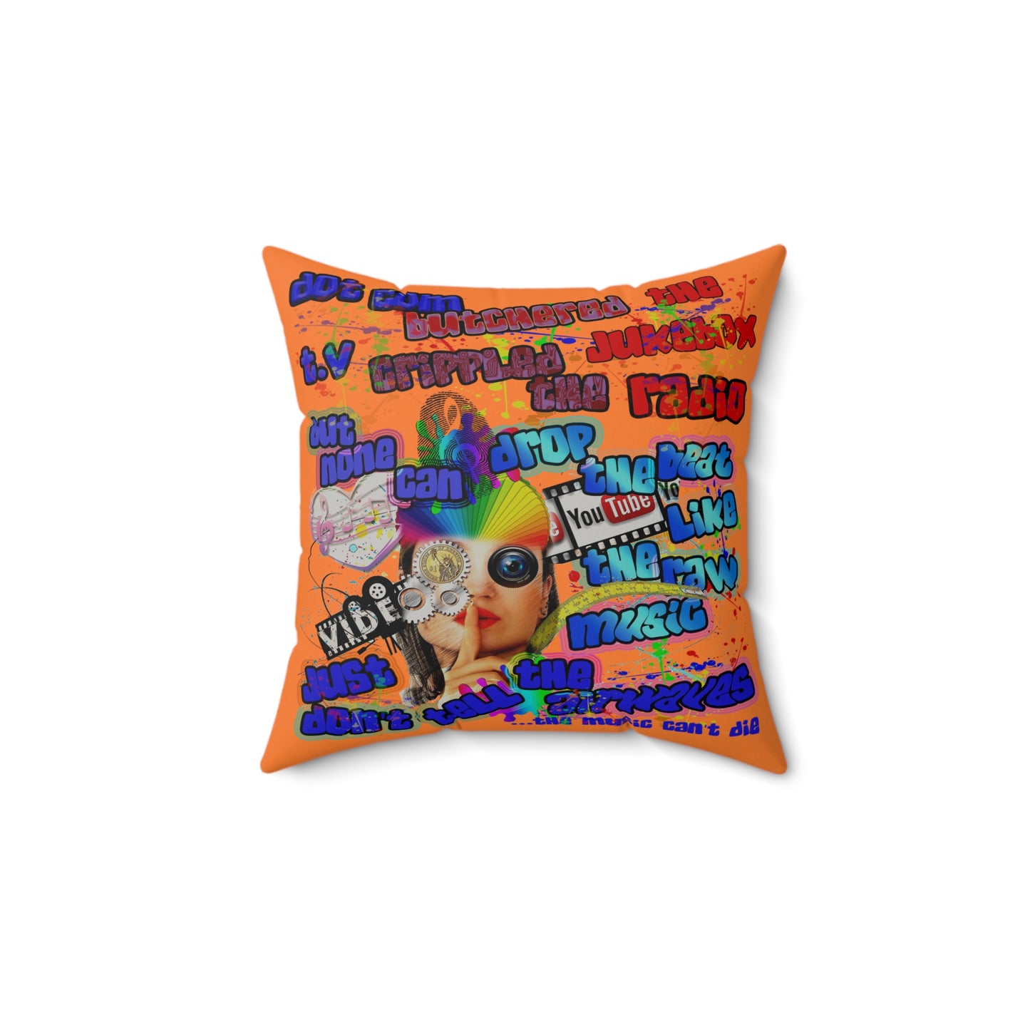 drop the beat - Faux Suede Square Pillow - (crusta)