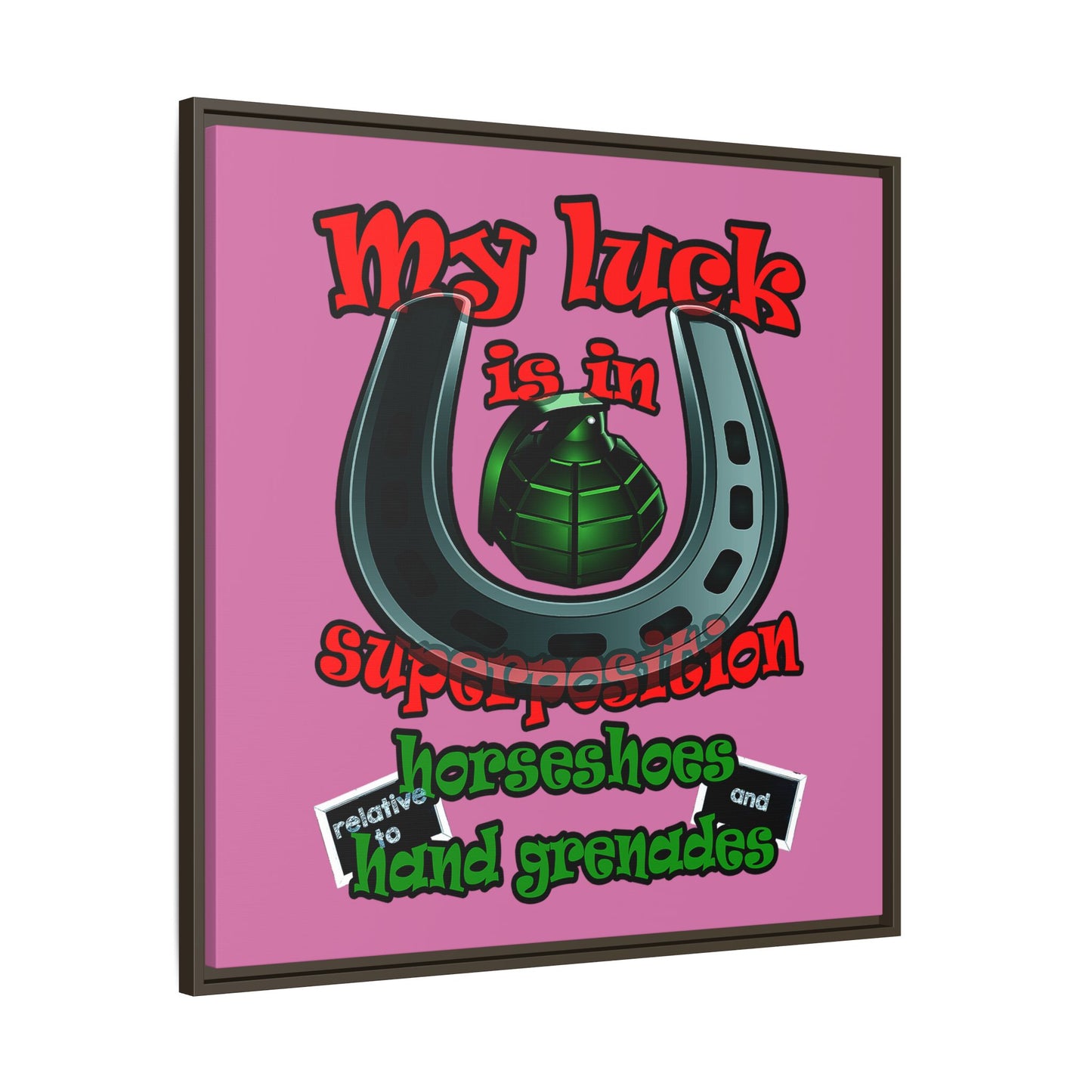 my luck - framed canvas art (light pink)