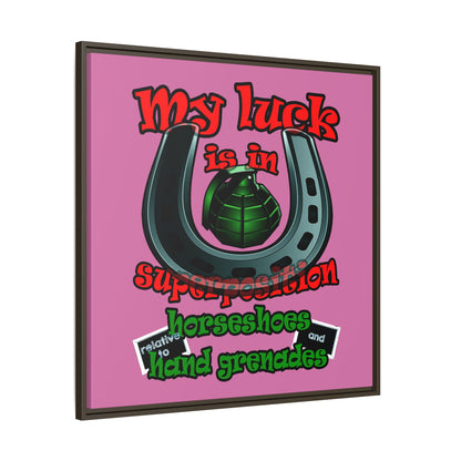 my luck - framed canvas art (light pink)