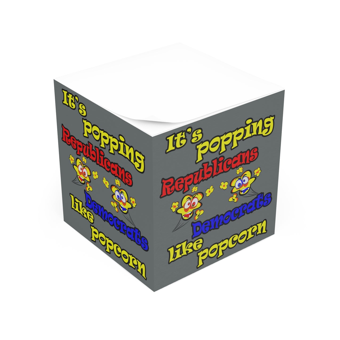 popping like popcorn - note cube (dark grey)