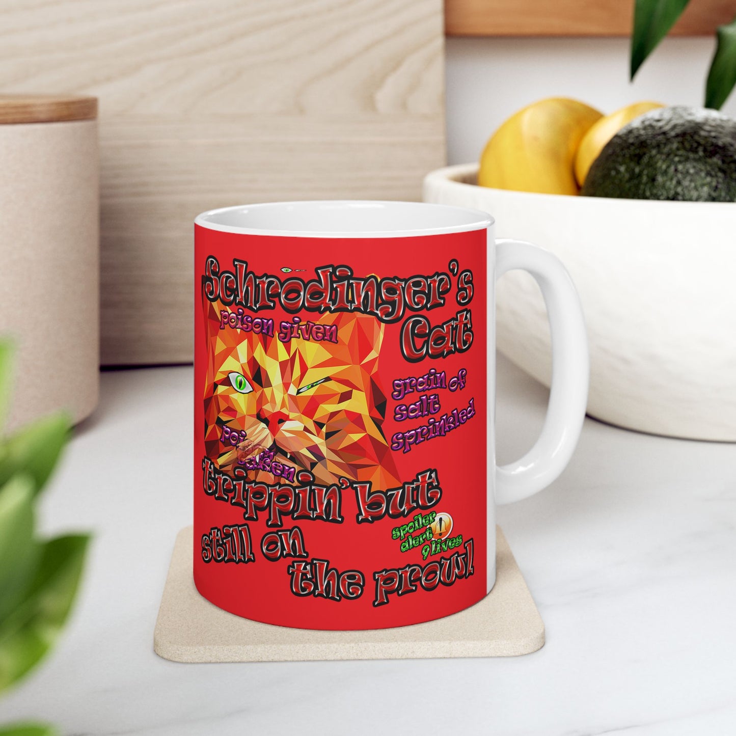 schrodinger's cat - White Mug (red)