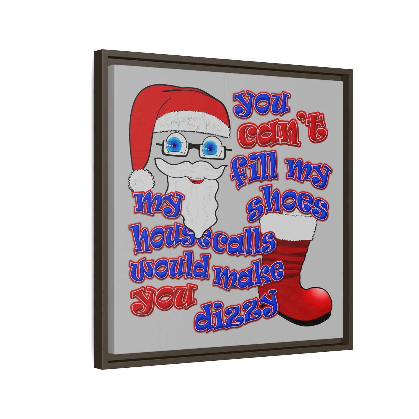santa's shoes - framed canvas art (light grey)