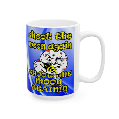 shoot the moon again - White Mug (blue-white wave)