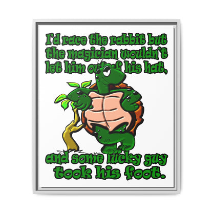 turtle race - framed canvas art (white)