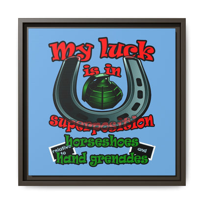my luck - framed canvas art (light blue)